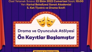 Kartal Belediye Tiyatrosu Drama ve Oyunculuk Atölyesi Ön Kayıtları Başladı