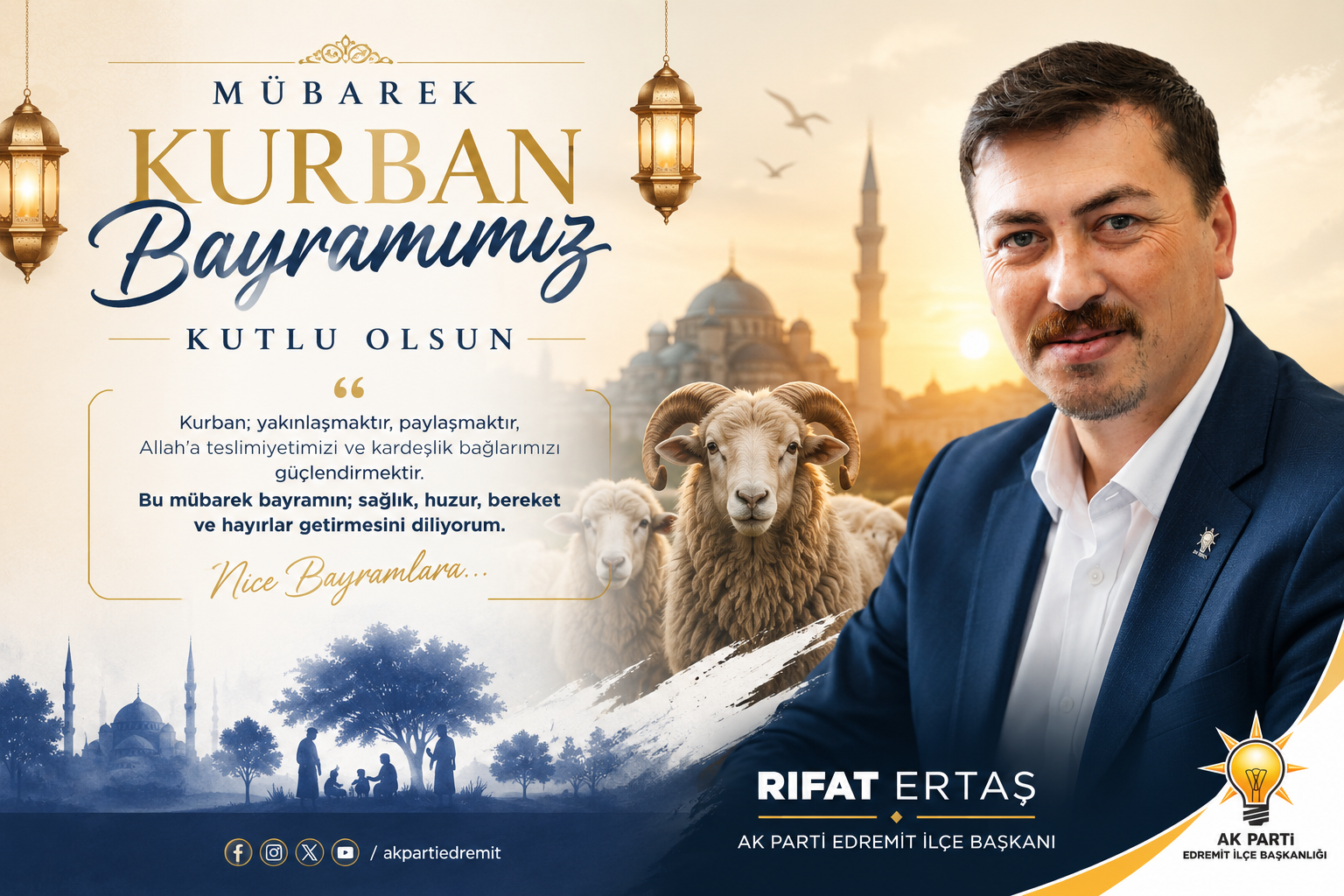 RİFAT ERTAŞ'TAN KURBAN BAYRAMI MESAJI: "KURBAN YAKINLAŞMAKTIR, PAYLAŞMAKTIR"